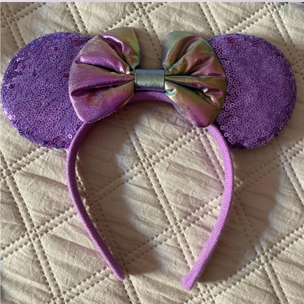 Purple Sequin Mouse Ears Headband